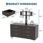 Mueble para TV con Soporte Ajustable y 6 Cajones, Centro de Entretenimiento para TVs de 32-80 pulgadas, Consola Multimedia para Dormitorio o Sala de Estar