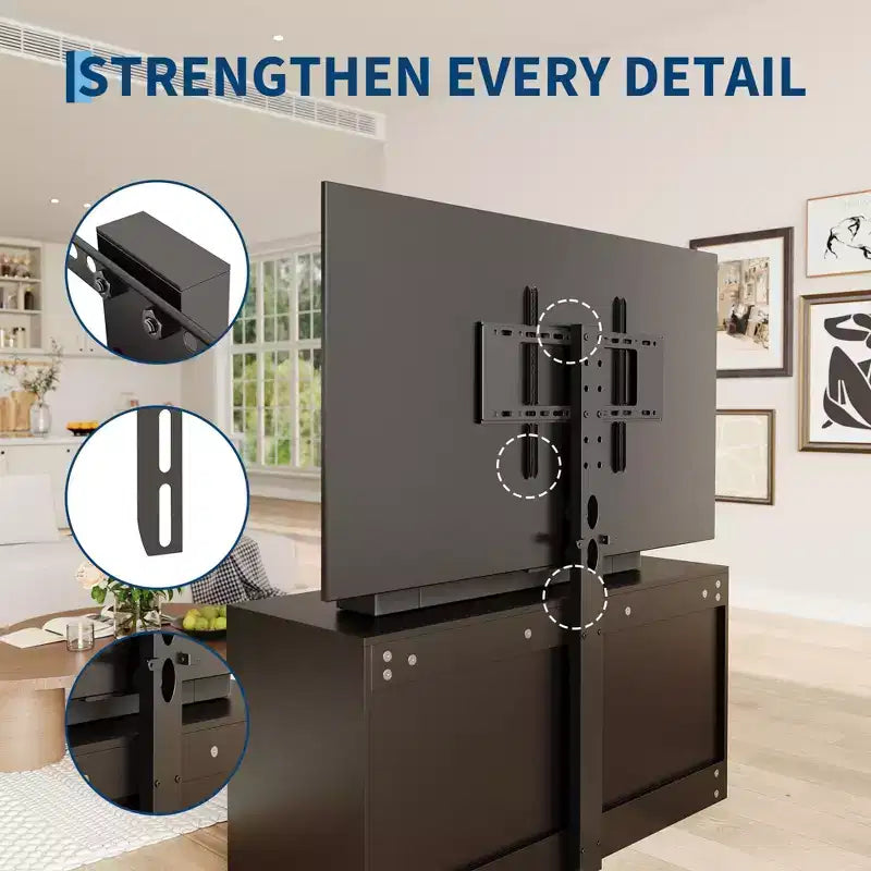 Mueble para TV con Soporte Ajustable y 6 Cajones, Centro de Entretenimiento para TVs de 32-80 pulgadas, Consola Multimedia para Dormitorio o Sala de Estar