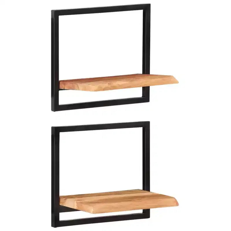 vidaXL Juego de estantes de pared, 5 piezas, madera de acacia marrón y negra