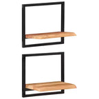 vidaXL Juego de estantes de pared, 5 piezas, madera de acacia marrón y negra