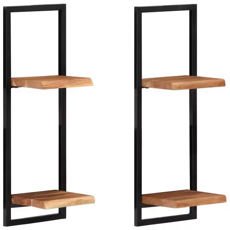 vidaXL Juego de estantes de pared, 5 piezas, madera de acacia marrón y negra