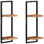 vidaXL Juego de estantes de pared, 5 piezas, madera de acacia marrón y negra