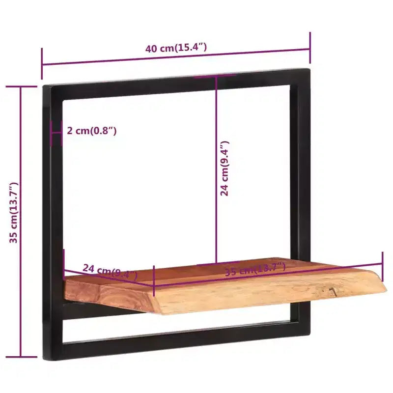 vidaXL Juego de estantes de pared, 5 piezas, madera de acacia marrón y negra