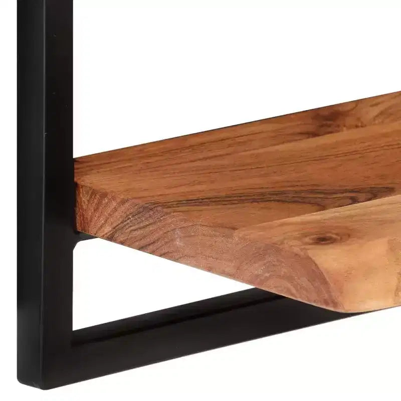 vidaXL Juego de estantes de pared, 5 piezas, madera de acacia marrón y negra