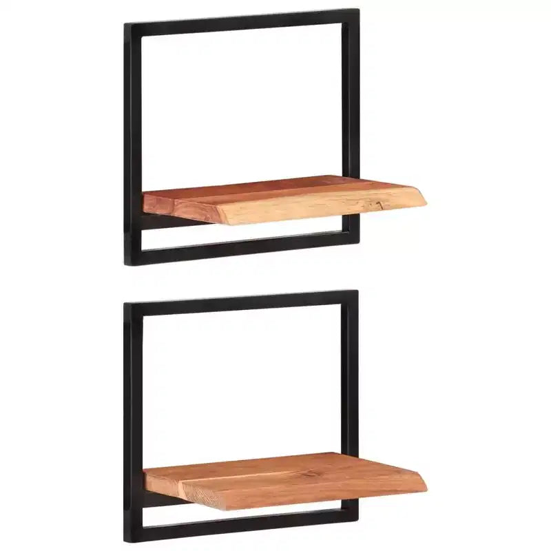 vidaXL Juego de estantes de pared, 5 piezas, madera de acacia marrón y negra