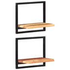 vidaXL Juego de estantes de pared, 5 piezas, madera de acacia marrón y negra