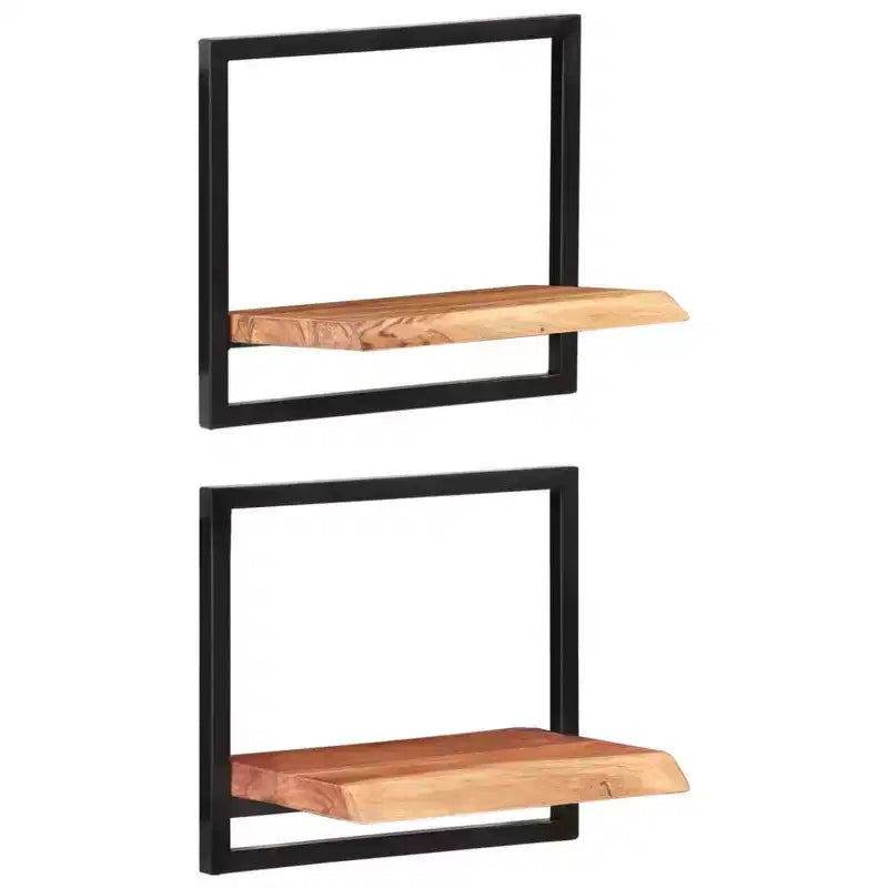 vidaXL Juego de estantes de pared, 5 piezas, madera de acacia marrón y negra
