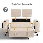Dyonery Sofá Cama 4 en 1 de 65.5" con Respaldo Ajustable, Carga USB y Tipo C, Portavasos, Bolsillos Laterales, Montaje sin Herramientas, Verde