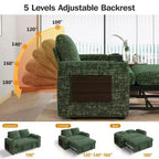Dyonery Sofá Cama 4 en 1 de 65.5" con Respaldo Ajustable, Carga USB y Tipo C, Portavasos, Bolsillos Laterales, Montaje sin Herramientas, Verde