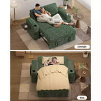 Dyonery Sofá Cama 4 en 1 de 65.5" con Respaldo Ajustable, Carga USB y Tipo C, Portavasos, Bolsillos Laterales, Montaje sin Herramientas, Verde