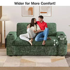 Dyonery Sofá Cama 4 en 1 de 65.5" con Respaldo Ajustable, Carga USB y Tipo C, Portavasos, Bolsillos Laterales, Montaje sin Herramientas, Verde
