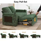 Dyonery Sofá Cama 4 en 1 de 65.5" con Respaldo Ajustable, Carga USB y Tipo C, Portavasos, Bolsillos Laterales, Montaje sin Herramientas, Verde
