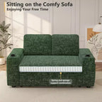 Dyonery Sofá Cama 4 en 1 de 65.5" con Respaldo Ajustable, Carga USB y Tipo C, Portavasos, Bolsillos Laterales, Montaje sin Herramientas, Verde