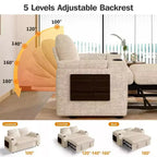 Dyonery Sofá Cama 4 en 1 de 65.5" con Respaldo Ajustable, Carga USB y Tipo C, Portavasos, Bolsillos Laterales, Montaje sin Herramientas, Verde