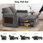 Dyonery Sofá Cama 4 en 1 de 65.5" con Respaldo Ajustable, Carga USB y Tipo C, Portavasos, Bolsillos Laterales, Montaje sin Herramientas, Verde