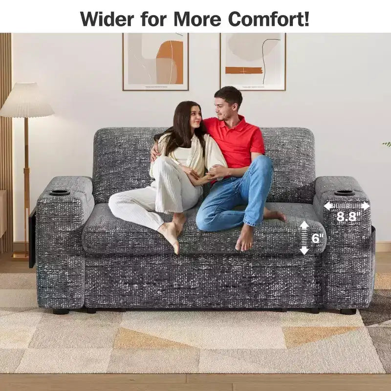Dyonery Sofá Cama 4 en 1 de 65.5" con Respaldo Ajustable, Carga USB y Tipo C, Portavasos, Bolsillos Laterales, Montaje sin Herramientas, Verde
