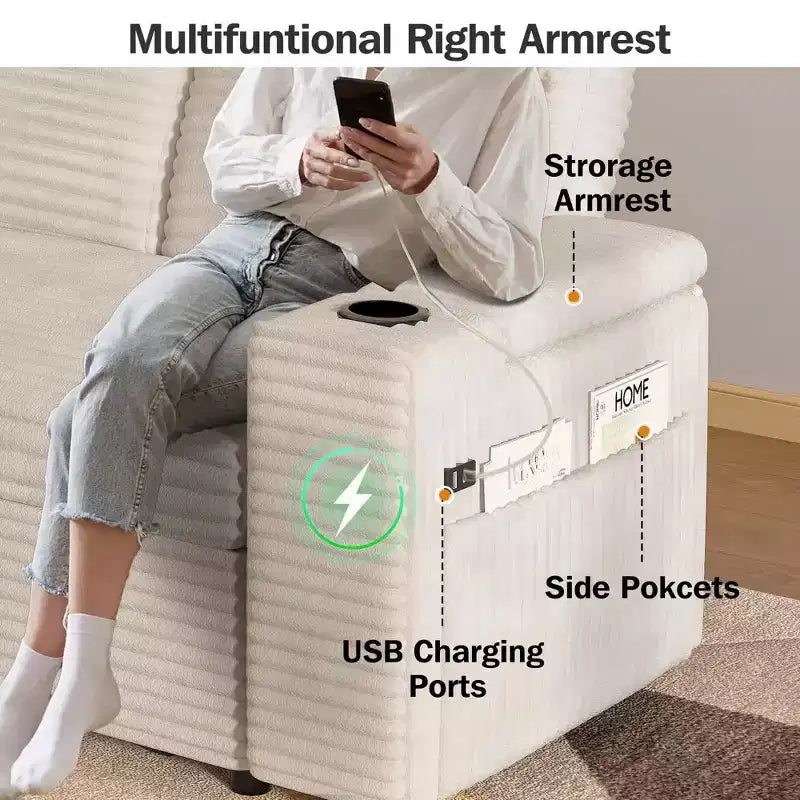 Dyonery Sofá Cama 4 en 1 de 65.5" con Respaldo Ajustable, Carga USB y Tipo C, Portavasos, Bolsillos Laterales, Montaje sin Herramientas, Verde