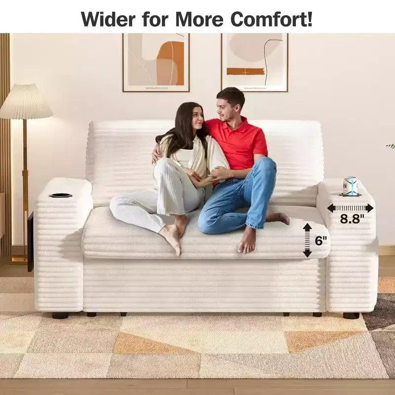 Dyonery Sofá Cama 4 en 1 de 65.5" con Respaldo Ajustable, Carga USB y Tipo C, Portavasos, Bolsillos Laterales, Montaje sin Herramientas, Verde