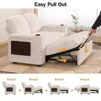 Dyonery Sofá Cama 4 en 1 de 65.5" con Respaldo Ajustable, Carga USB y Tipo C, Portavasos, Bolsillos Laterales, Montaje sin Herramientas, Verde