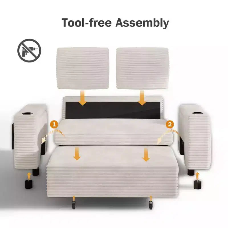 Dyonery Sofá Cama 4 en 1 de 65.5" con Respaldo Ajustable, Carga USB y Tipo C, Portavasos, Bolsillos Laterales, Montaje sin Herramientas, Verde