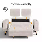 Dyonery Sofá Cama 4 en 1 de 65.5" con Respaldo Ajustable, Carga USB y Tipo C, Portavasos, Bolsillos Laterales, Montaje sin Herramientas, Verde