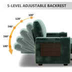 Dyonery Sofá Cama 4 en 1 de 65.5" con Respaldo Ajustable, Carga USB y Tipo C, Portavasos, Bolsillos Laterales, Montaje sin Herramientas, Verde