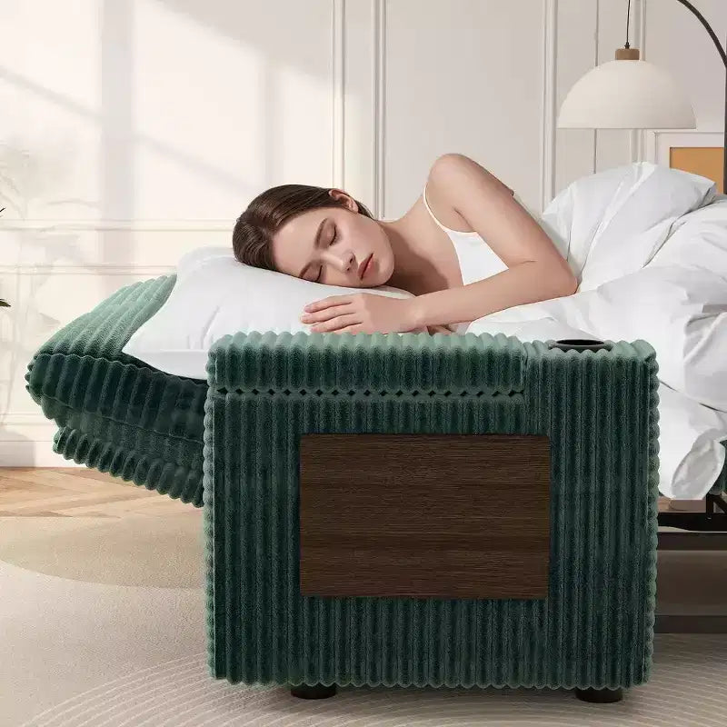 Dyonery Sofá Cama 4 en 1 de 65.5" con Respaldo Ajustable, Carga USB y Tipo C, Portavasos, Bolsillos Laterales, Montaje sin Herramientas, Verde