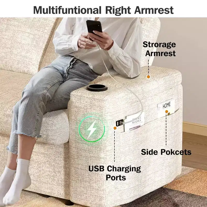 Dyonery Sofá Cama 4 en 1 de 65.5" con Respaldo Ajustable, Carga USB y Tipo C, Portavasos, Bolsillos Laterales, Montaje sin Herramientas, Verde