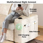 Dyonery Sofá Cama 4 en 1 de 65.5" con Respaldo Ajustable, Carga USB y Tipo C, Portavasos, Bolsillos Laterales, Montaje sin Herramientas, Verde