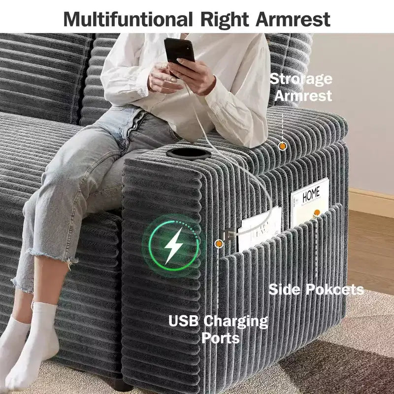Dyonery Sofá Cama 4 en 1 de 65.5" con Respaldo Ajustable, Carga USB y Tipo C, Portavasos, Bolsillos Laterales, Montaje sin Herramientas, Verde