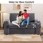 Dyonery Sofá Cama 4 en 1 de 65.5" con Respaldo Ajustable, Carga USB y Tipo C, Portavasos, Bolsillos Laterales, Montaje sin Herramientas, Verde