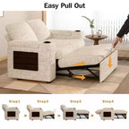 Dyonery Sofá Cama 4 en 1 de 65.5" con Respaldo Ajustable, Carga USB y Tipo C, Portavasos, Bolsillos Laterales, Montaje sin Herramientas, Verde