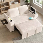 Dyonery Sofá Cama 4 en 1 de 65.5" con Respaldo Ajustable, Carga USB y Tipo C, Portavasos, Bolsillos Laterales, Montaje sin Herramientas, Verde