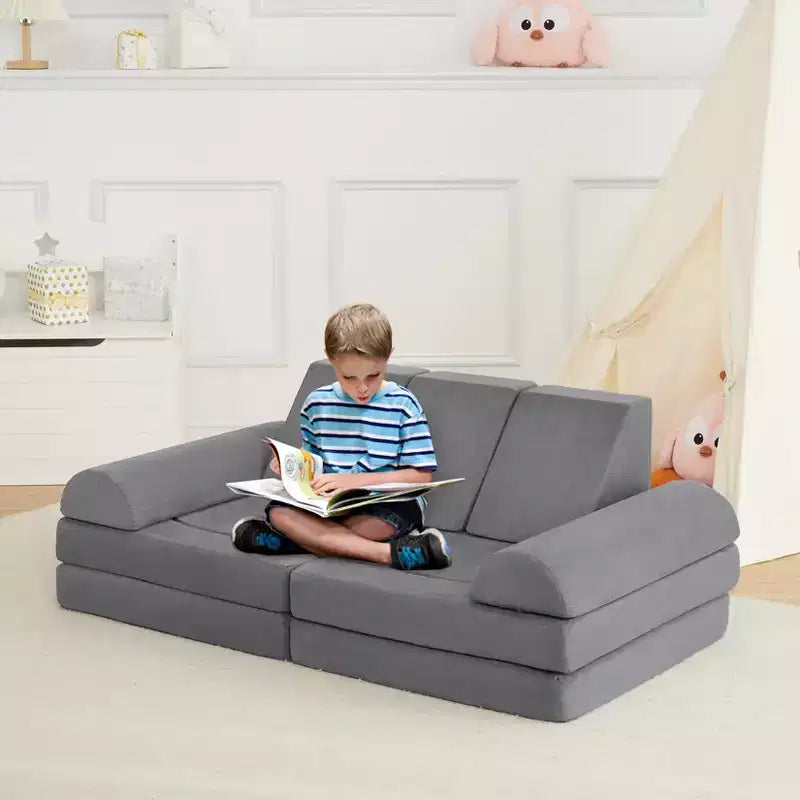 Sofá de juegos, sofá modular de 10 piezas, sofá de espuma para niños pequeños con esponja de alta densidad para jugar, crear, dormir, muebles imaginativos para niños