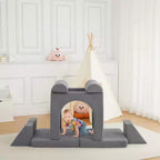 Sofá de juegos, sofá modular de 10 piezas, sofá de espuma para niños pequeños con esponja de alta densidad para jugar, crear, dormir, muebles imaginativos para niños