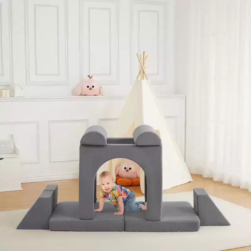 Sofá de juegos, sofá modular de 10 piezas, sofá de espuma para niños pequeños con esponja de alta densidad para jugar, crear, dormir, muebles imaginativos para niños