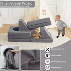 Sofá de juegos, sofá modular de 10 piezas, sofá de espuma para niños pequeños con esponja de alta densidad para jugar, crear, dormir, muebles imaginativos para niños