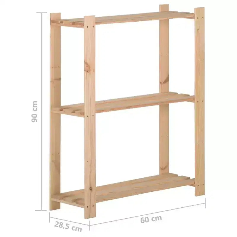 vidaXL Estantería de almacenamiento de 3 niveles 60x28,5x90 cm Madera de pino maciza
