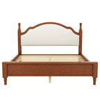 Cama de plataforma ModernLuxe tamaño Queen/King con cabecero curvo tapizado, estructura de cama de madera de pino, no necesita somier