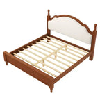 Cama de plataforma ModernLuxe tamaño Queen/King con cabecero curvo tapizado, estructura de cama de madera de pino, no necesita somier