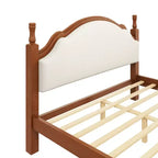 Cama de plataforma ModernLuxe tamaño Queen/King con cabecero curvo tapizado, estructura de cama de madera de pino, no necesita somier