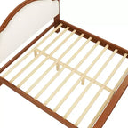 Cama de plataforma ModernLuxe tamaño Queen/King con cabecero curvo tapizado, estructura de cama de madera de pino, no necesita somier