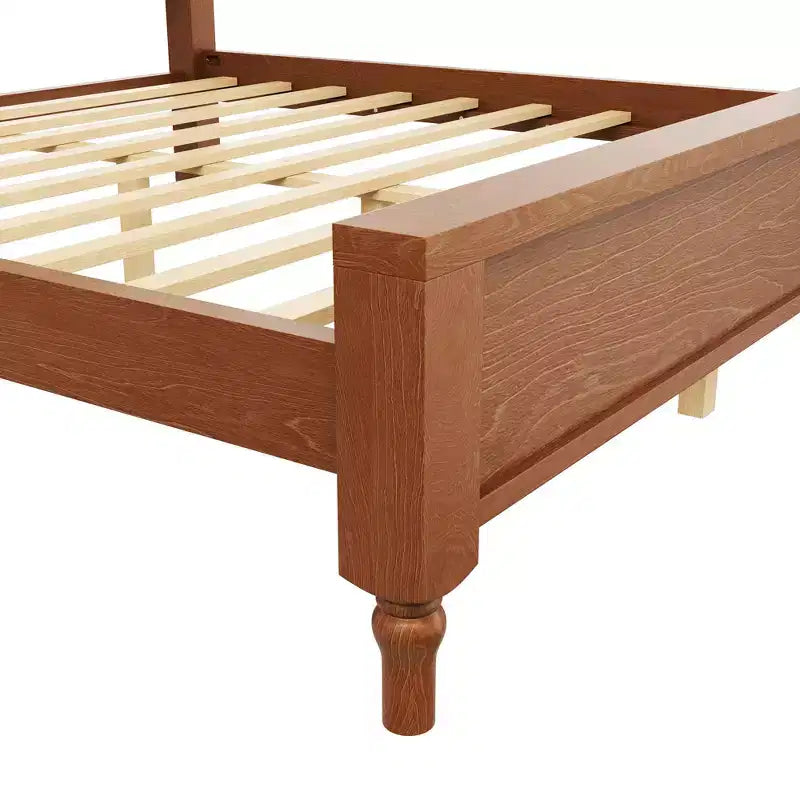 Cama de plataforma ModernLuxe tamaño Queen/King con cabecero curvo tapizado, estructura de cama de madera de pino, no necesita somier