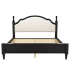 Cama de plataforma ModernLuxe tamaño Queen/King con cabecero curvo tapizado, estructura de cama de madera de pino, no necesita somier