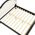 Cama de plataforma ModernLuxe tamaño Queen/King con cabecero curvo tapizado, estructura de cama de madera de pino, no necesita somier