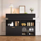 Mueble de café de madera, almacenamiento de cocina con 3 cajones y estante ajustable, aparador para comedor