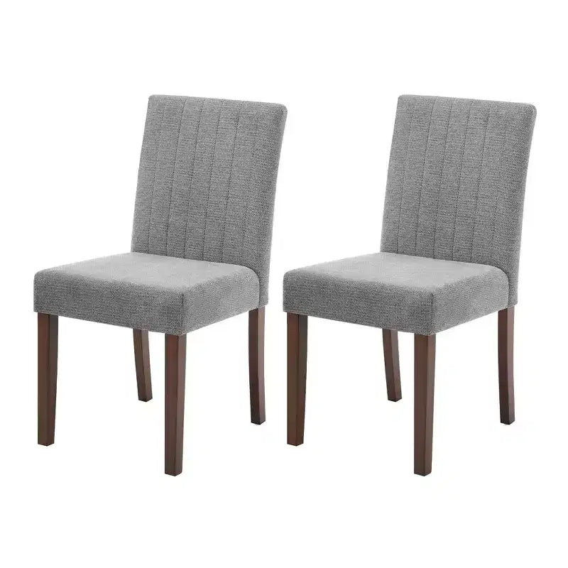 Juego de 2 sillas de comedor Parsons tapizadas en lino, respaldo alto y asiento acolchado cómodo con patas de madera resistentes para el hogar y la cafetería