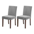 Juego de 2 sillas de comedor Parsons tapizadas en lino, respaldo alto y asiento acolchado cómodo con patas de madera resistentes para el hogar y la cafetería