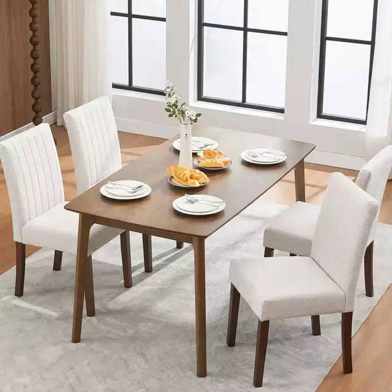 Juego de 2 sillas de comedor Parsons tapizadas en lino, respaldo alto y asiento acolchado cómodo con patas de madera resistentes para el hogar y la cafetería