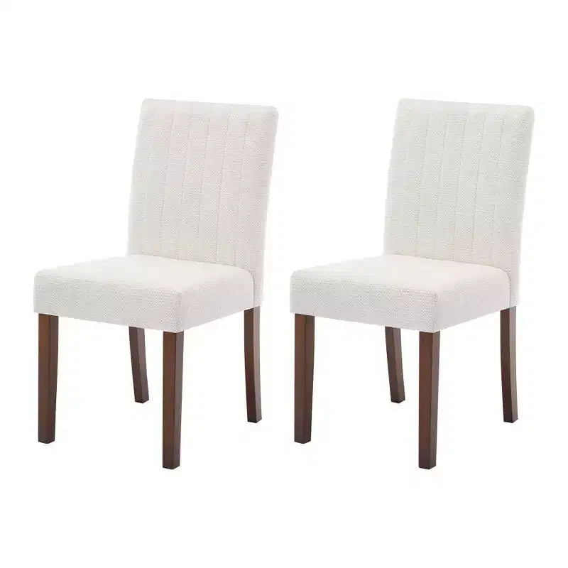 Juego de 2 sillas de comedor Parsons tapizadas en lino, respaldo alto y asiento acolchado cómodo con patas de madera resistentes para el hogar y la cafetería